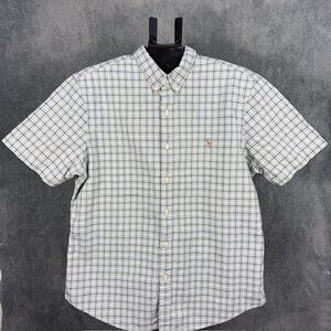 Ralph Lauren Mens XL Slim Fit Sport Shirt Check Gray Button Down